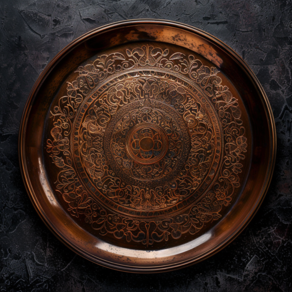 Plateau en Cuivre Gravé – Décoration Artisanale Marocaine